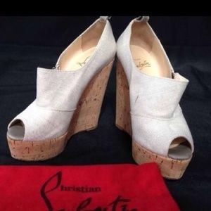 Christian Louboutin Linen Cork Wedges